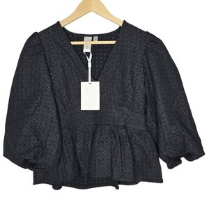 YAS Black Puff Sleeve Blouse Size S